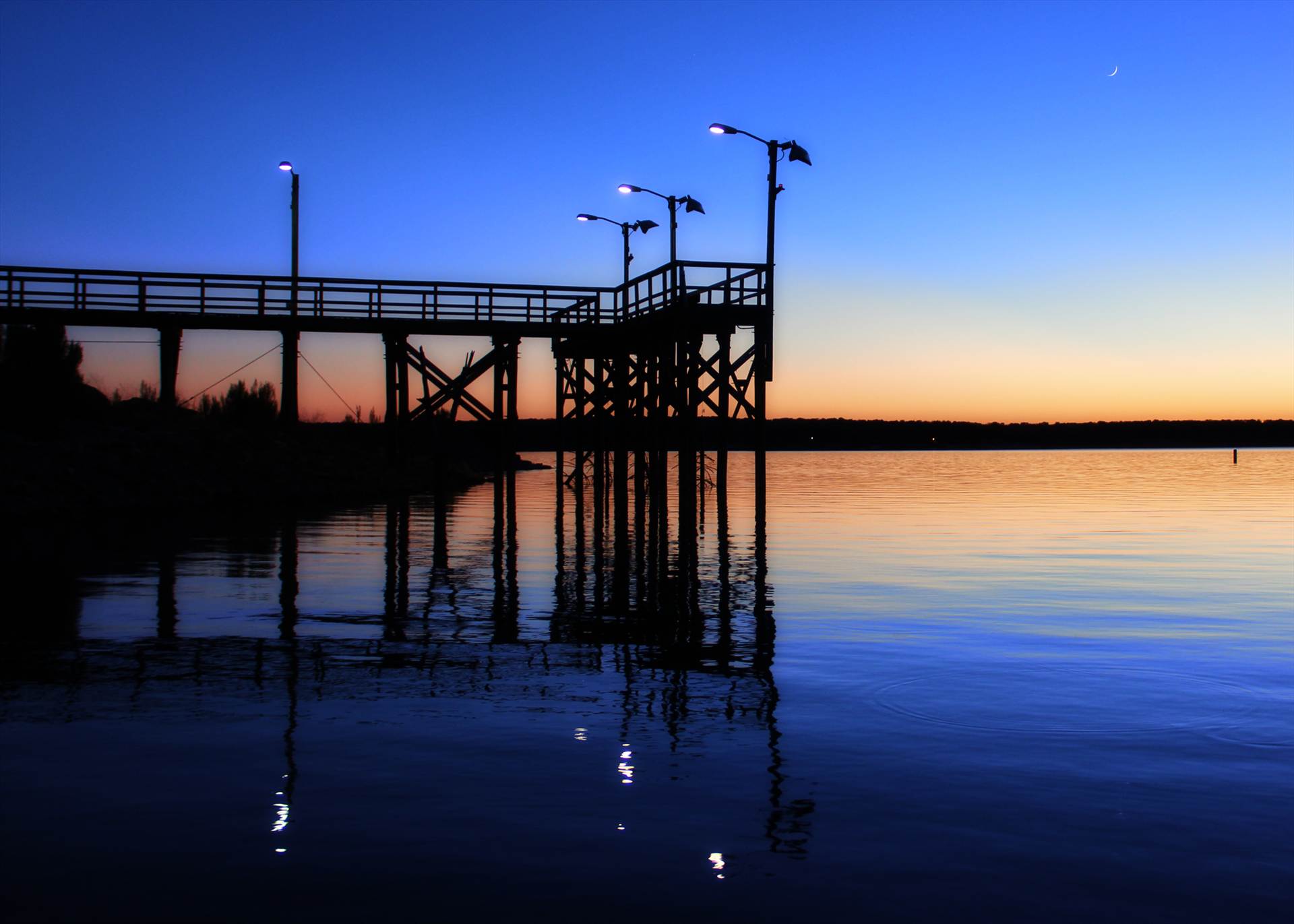 Pier at Lake Brownwood -  by David Verschueren