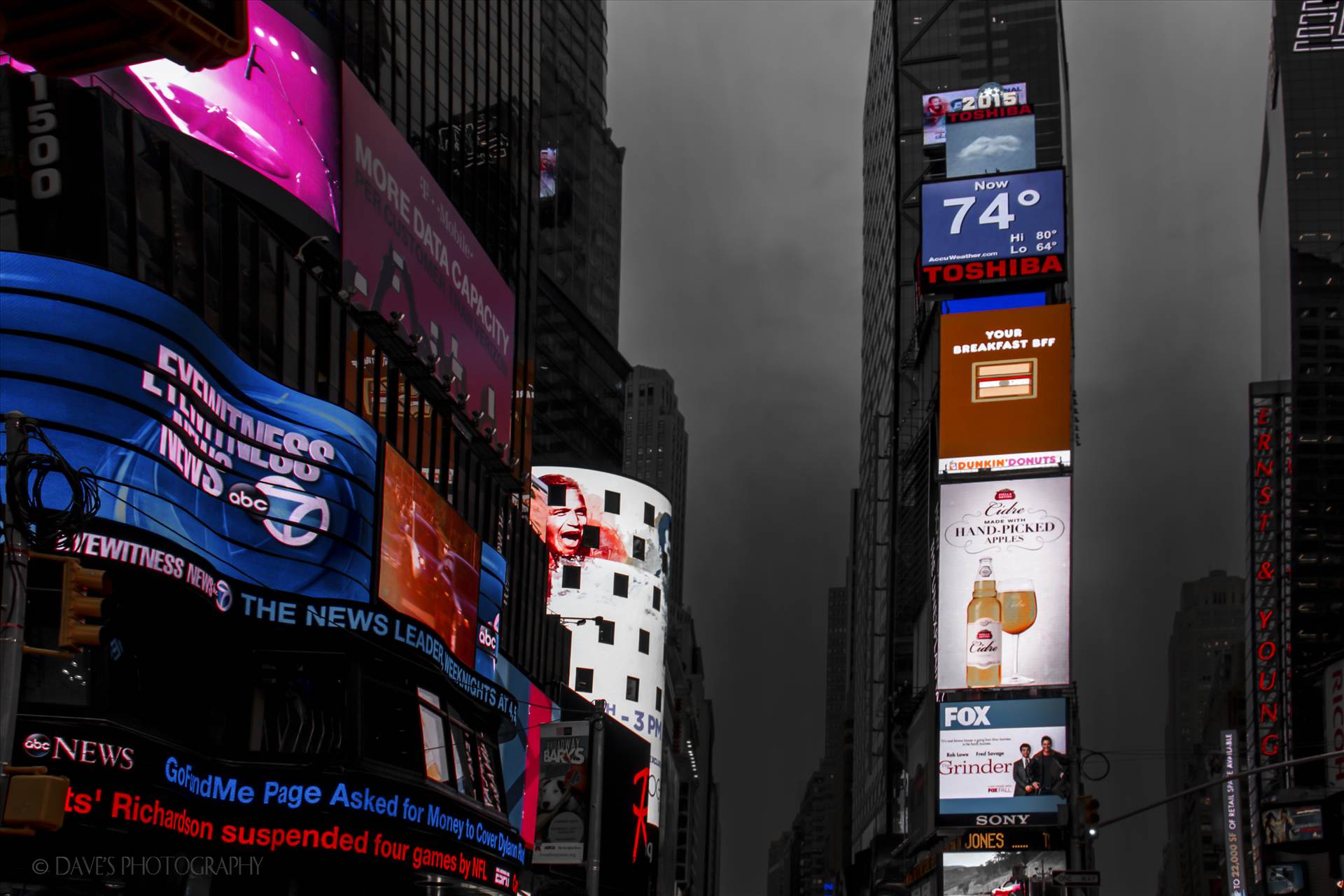 Times Square On a Cloudy Day -  by David Verschueren